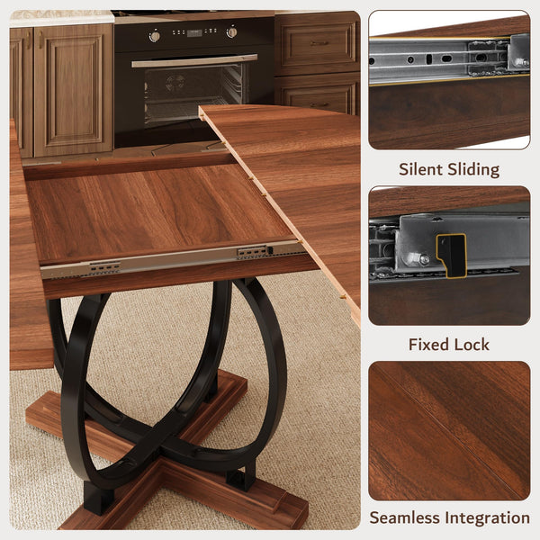 Extendable Round Dining Table for 4-6 | Metal X-Base & MDF Top