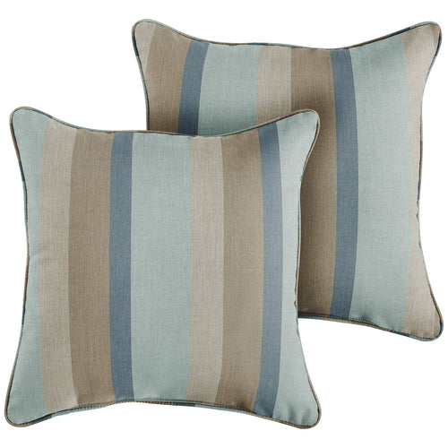 Sunbrella Gateway Mist Outdoor Corded Pillow Set of 2 — 18" x 18"
