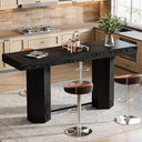 71-Inch Industrial Bar Table — Counter Height Dining Table with Metal Footrest
