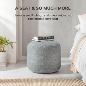 Round Pouf Ottoman Footrest – Handmade Floor Seating