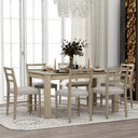 Extendable 7-Piece Dining Table Set with 6 Upholstered Chairs