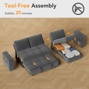 81" L-Shaped Sectional Sleeper Sofa with Pull-Out Bed & Storage