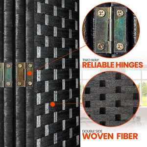 4-Panel Folding Room Divider – Woven Fiber Privacy Screen