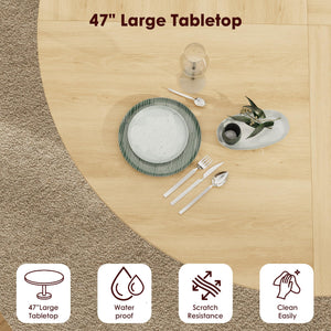 47" Round Dining Table with Storage Shelf & Sliding Door