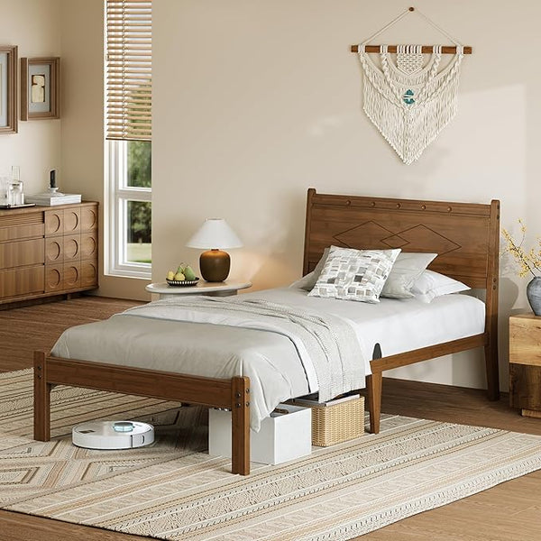 Bamboo Platform Bed Frame with Headboard