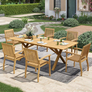 9-Piece Acacia Wood Outdoor Dining Set with Expandable Table