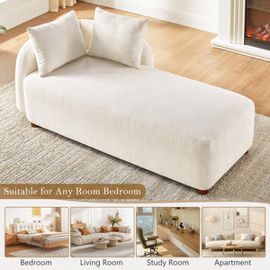 Oversized Chenille Chaise Lounge Chair with 2 Pillows