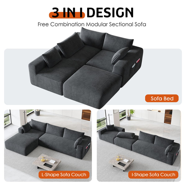 Modular L-Shaped Sectional Sofa with Chaise