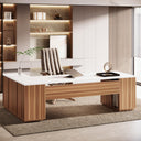 L-Shaped Executive Office Desk with File Drawers & Storage Cabinet