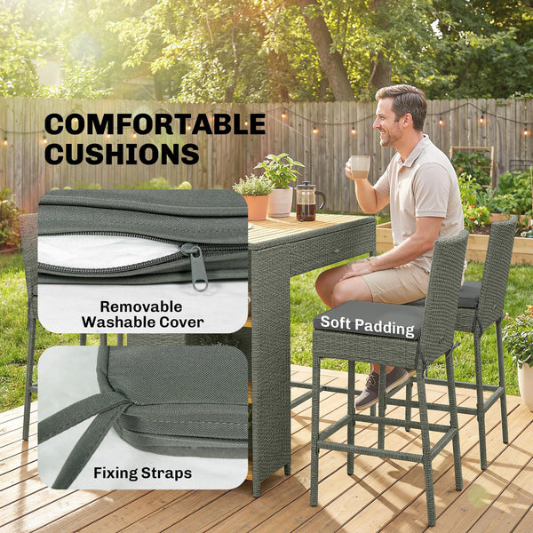 5-Piece Outdoor Bar Set with High Top Table and 4 Barstools