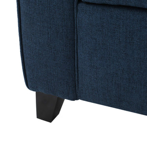 Button-Tufted Fabric Storage Ottoman Bench with Rolled Arms