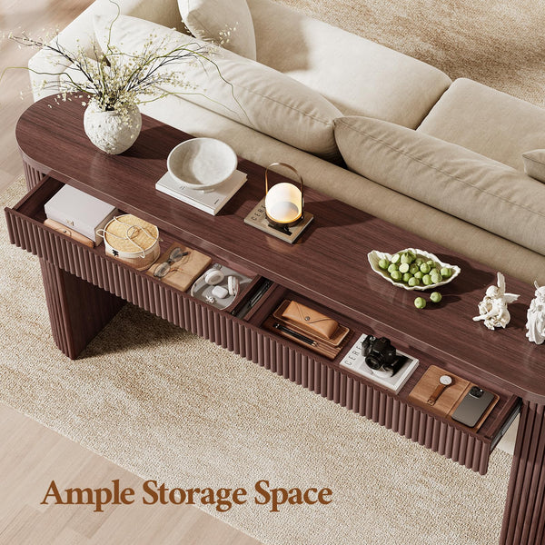 63" Fluted Console Table with 2 Drawers