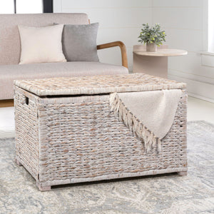 Woven Water Hyacinth Storage Trunk with Lid