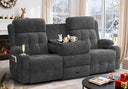 2-in-1 Convertible Recliner Loveseat Sofa with Massage & LED Lights