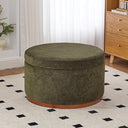 Round Chenille Storage Ottoman with Lift Lid