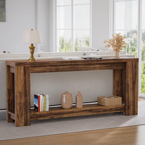 70.9" Extra Long Console Table with Storage – 2-Tier Farmhouse Entryway Table
