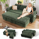 Chenille Sectional Sleeper Sofa with Storage Chaise