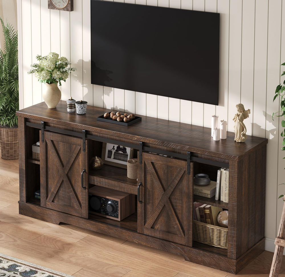 66" Farmhouse TV Stand with Barn Door