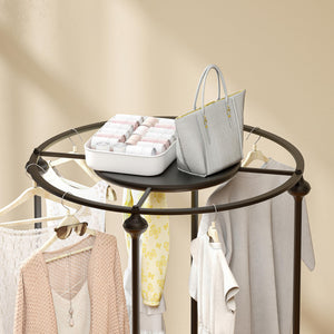 Round Garment Rack with Top Shelf