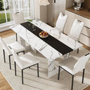 7-Piece Dining Table & Chairs Set – 71" Rectangle Table with 6 Upholstered Chairs