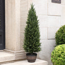 Artificial Cedar Topiary Trees — Set of 2, Indoor & Outdoor, UV Resistant