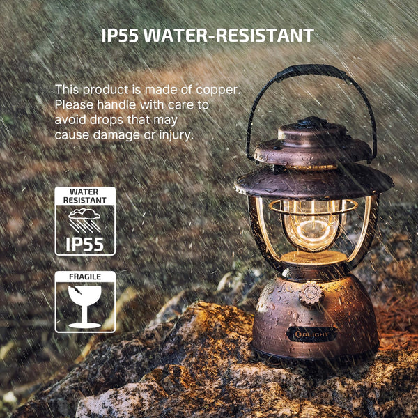 Rechargeable LED Camping Lantern – 300 Lumens, App Control, IP55, Vintage Bronze