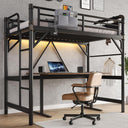 Twin Loft Bed with LED Lights & Charging Station