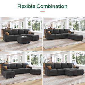 U-Shaped Sectional Sofa with Storage & Reversible Chaise