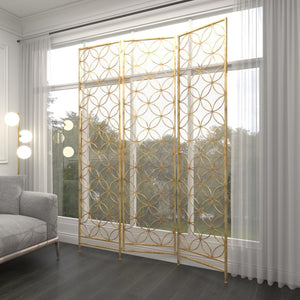 3-Panel Metal Room Divider Folding Privacy Screen