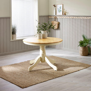 Round Wooden Dining Table Set with 4 Cross Back Chairs – Seats 4