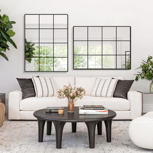 Windowpane Grid Wall Mirror – Black Metal Frame, Multi-Size
