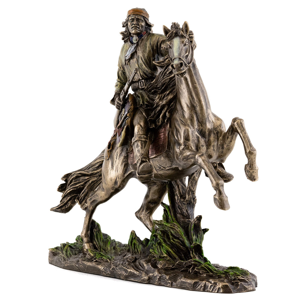 Geronimo Native American Warrior on Horse Cold Cast Bronze Sculpture 11-Inch