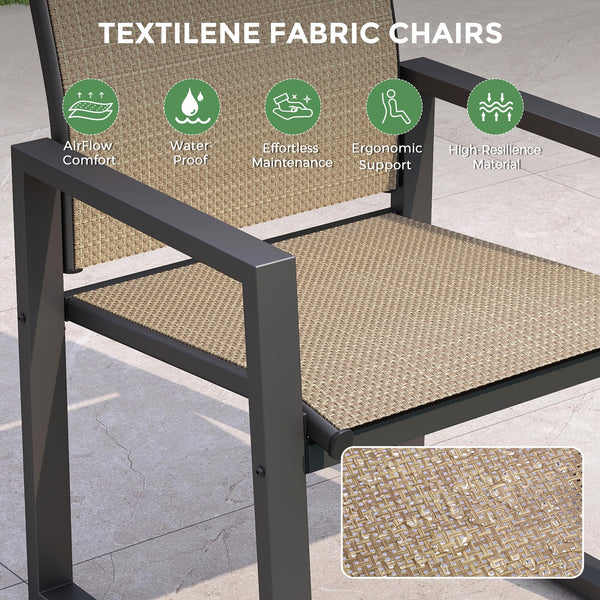 7-Piece Outdoor Patio Dining Set with Rectangle Table & 6 Textilene Chairs