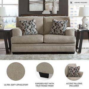 Contemporary Polyester Loveseat with Accent Pillows
