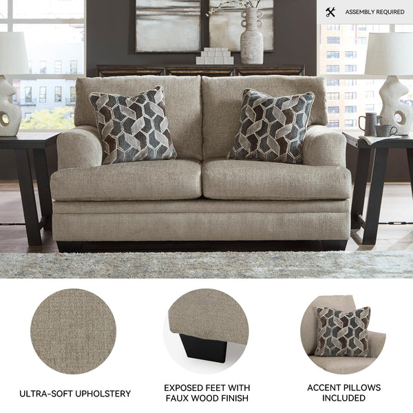 Contemporary Polyester Loveseat with Accent Pillows