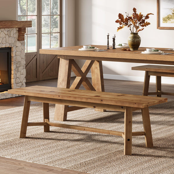 Solid Wood Farmhouse Dining Bench