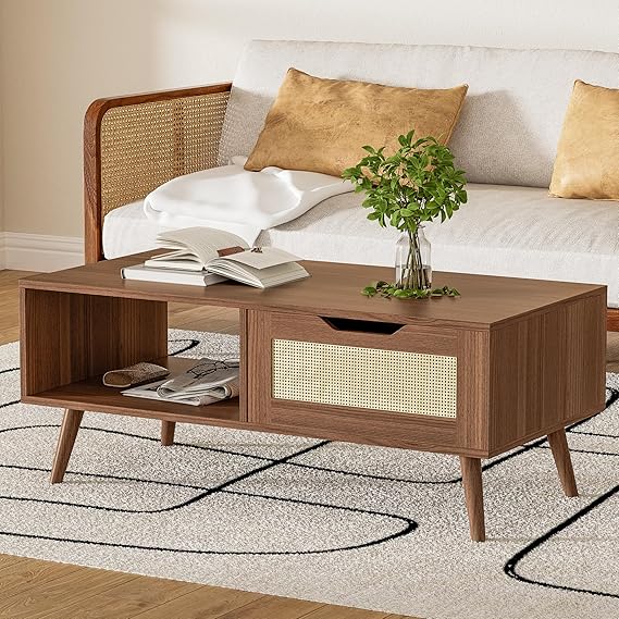 Coffee Table with Drawer & Open Shelf