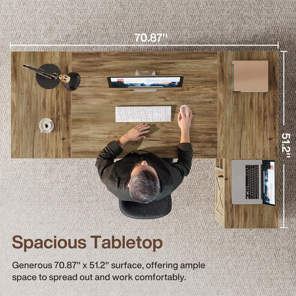 L-Shaped Executive Desk with Storage Cabinet