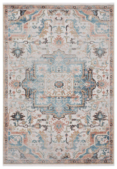 Persian Area Rug – Faded Beige & Blue, Vintage Style, Power-Loomed
