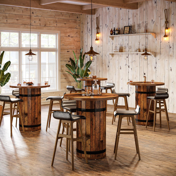 Round Bar Table – 39.4" Bar Height Bistro Pub Table