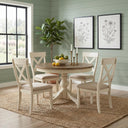 5-Piece Round Dining Table Set with Cross Back Chairs