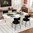 Modern Oval Dining Table Set with Boucle Chairs – 4 to 6 Seats