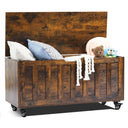 Wooden Storage Bench with Wheels & Safety Hinges