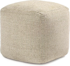 Square Pouf Ottoman Footrest – Cotton Polyester Floor Seating