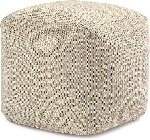 Square Pouf Ottoman Footrest – Cotton Polyester Floor Seating