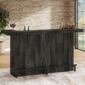 4-Tier Bar Table with Wine Glass Holder & Storage Shelves