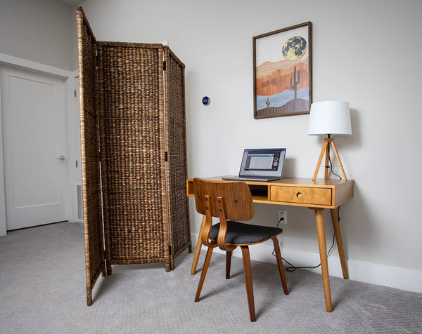 3 Panel Seagrass Room Divider – Foldable Privacy Screen