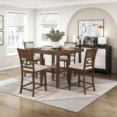5-Piece Counter Height Dining Set with Storage Shelf