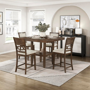 5-Piece Counter Height Dining Set with Storage Shelf
