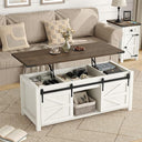 Lift Top Coffee Table with Storage & Sliding Barn Doors, Farmhouse